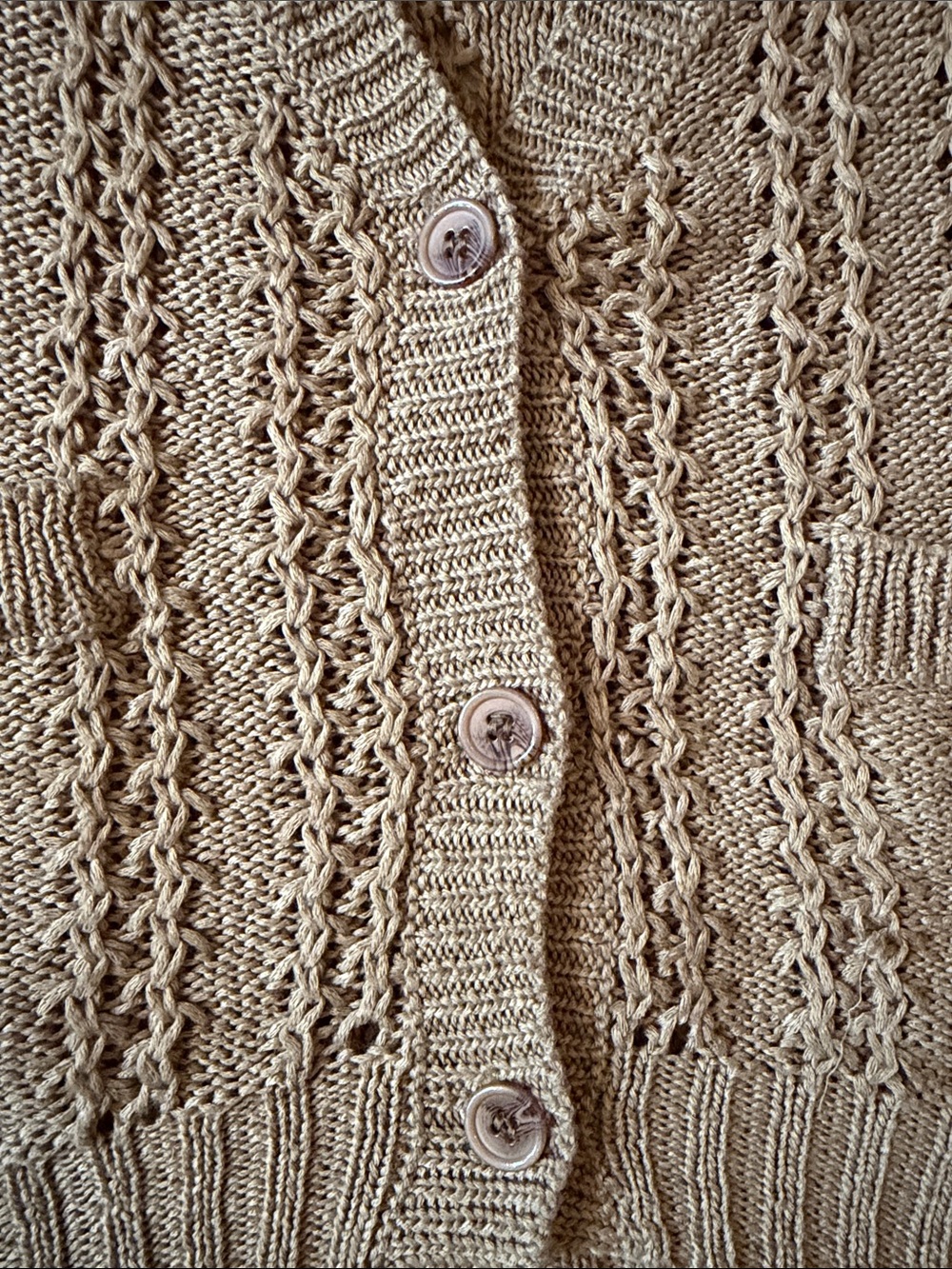 BLVD Olive Green Open-Knit Button Cardigan - Picture 5 of 9